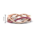 Load image into Gallery viewer, diamond-criss-cross-weave-wedding-band-with-pink-sapphire-in-rose-gold-FD11069BGSADRPIANGLE3-NL-RG