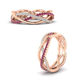 Load image into Gallery viewer, diamond-criss-cross-weave-wedding-band-with-pink-sapphire-in-rose-gold-FD11069BGSADRPIANGLE3-NL-RG