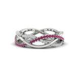 Load image into Gallery viewer, diamond-criss-cross-weave-wedding-band-with-pink-sapphire-in-white-gold-FD11069BGSADRPIANGLE3-NL-WG