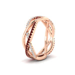 Load image into Gallery viewer, diamond-criss-cross-weave-wedding-band-with-ruby-in-rose-gold-FD11069BGRUDRANGLE3-NL-RG