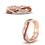 Load image into Gallery viewer, diamond-criss-cross-weave-wedding-band-with-ruby-in-rose-gold-FD11069BGRUDRANGLE3-NL-RG