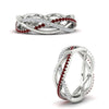 Load image into Gallery viewer, diamond-criss-cross-weave-wedding-band-with-ruby-in-white-gold-FD11069BGRUDRANGLE3-NL-WG