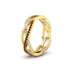 Load image into Gallery viewer, diamond-criss-cross-weave-wedding-band-with-ruby-in-yellow-gold-FD11069BGRUDRANGLE3-NL-YG