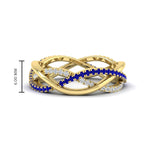 Load image into Gallery viewer, diamond-criss-cross-weave-wedding-band-with-sapphire-in-yellow-gold-FD11069BGSABLANGLE3-NL-YG