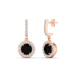 Load image into Gallery viewer, diamond-drop-halo-solitaire-round-cut-earrings-with-black-diamond-in-rose-gold-FD-EAR11129ROGBLACK-NL-RG