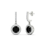 Load image into Gallery viewer, diamond-drop-halo-solitaire-round-cut-earrings-with-black-diamond-in-white-gold-FD-EAR11129ROGBLACK-NL-WG
