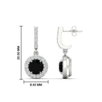 Load image into Gallery viewer, diamond-drop-halo-solitaire-round-cut-earrings-with-black-diamond-in-white-gold-FD-EAR11129ROGBLACK-NL-WG