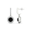 Load image into Gallery viewer, diamond-drop-halo-solitaire-round-cut-earrings-with-black-diamond-in-white-gold-FD-EAR11129ROGBLACK-NL-WG