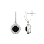 Load image into Gallery viewer, diamond-drop-halo-solitaire-round-cut-earrings-with-black-diamond-in-white-gold-FD-EAR11129ROGBLACK-NL-WG