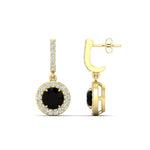 Load image into Gallery viewer, diamond-drop-halo-solitaire-round-cut-earrings-with-black-diamond-in-yellow-gold-FD-EAR11129ROGBLACK-NL-YG