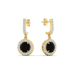Load image into Gallery viewer, diamond-drop-halo-solitaire-round-cut-earrings-with-black-diamond-in-yellow-gold-FD-EAR11129ROGBLACK-NL-YG