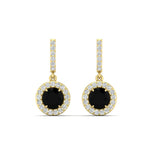 Load image into Gallery viewer, diamond-drop-halo-solitaire-round-cut-earrings-with-black-diamond-in-yellow-gold-FD-EAR11129ROGBLACK-NL-YG