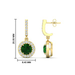Load image into Gallery viewer, diamond-drop-halo-solitaire-round-cut-earrings-with-emerald-in-yellow-gold-FD-EAR11129ROGEMGR-NL-YG