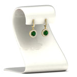 Load image into Gallery viewer, diamond-drop-halo-solitaire-round-cut-earrings-with-emerald-in-yellow-gold-FD-EAR11129ROGEMGR-NL-YG