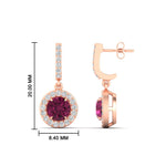 Load image into Gallery viewer, diamond-drop-halo-solitaire-round-cut-earrings-with-pink-sapphire-in-rose-gold-FD-EAR11129ROGSADRPI-NL-RG