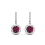 Load image into Gallery viewer, diamond-drop-halo-solitaire-round-cut-earrings-with-pink-sapphire-in-white-gold-FD-EAR11129ROGSADRPI-NL-WG