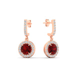 Load image into Gallery viewer, diamond-drop-halo-solitaire-round-cut-earrings-with-ruby-in-rose-gold-FD-EAR11129ROGRUDR-NL-RG