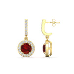 Load image into Gallery viewer, diamond-drop-halo-solitaire-round-cut-earrings-with-ruby-in-yellow-gold-FD-EAR11129ROGRUDR-NL-YG