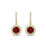 Load image into Gallery viewer, diamond-drop-halo-solitaire-round-cut-earrings-with-ruby-in-yellow-gold-FD-EAR11129ROGRUDR-NL-YG