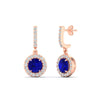 Load image into Gallery viewer, diamond-drop-halo-solitaire-round-cut-earrings-with-sapphire-in-rose-gold-FD-EAR11129ROGSABL-NL-RG