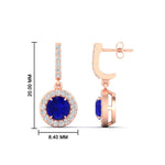 Load image into Gallery viewer, diamond-drop-halo-solitaire-round-cut-earrings-with-sapphire-in-rose-gold-FD-EAR11129ROGSABL-NL-RG