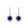 Load image into Gallery viewer, diamond-drop-halo-solitaire-round-cut-earrings-with-sapphire-in-yellow-gold-FD-EAR11129ROGSABL-NL-YG