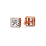 Load image into Gallery viewer, Stylish Princess Bezel Diamond Studs