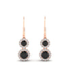 Load image into Gallery viewer, double-drop-lever-back-round-diamond-halo-earrings-with-black-diamond-in-rose-gold-FDEAR11226GBLACK-NL-RG.jpg