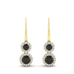 Load image into Gallery viewer, double-drop-lever-back-round-diamond-halo-earrings-with-black-diamond-in-yellow-gold-FDEAR11226GBLACK-NL-YG.jpg