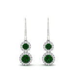 Load image into Gallery viewer, double-drop-lever-back-round-diamond-halo-earrings-with-emerald-in-white-gold-FDEAR11226GEMGR-NL-WG.jpg