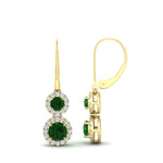 Load image into Gallery viewer, double-drop-lever-back-round-diamond-halo-earrings-with-emerald-in-yellow-gold-FDEAR11226GEMGR-NL-YG.jpg