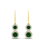 Load image into Gallery viewer, double-drop-lever-back-round-diamond-halo-earrings-with-emerald-in-yellow-gold-FDEAR11226GEMGR-NL-YG.jpg