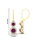 Load image into Gallery viewer, double-drop-lever-back-round-diamond-halo-earrings-with-pink-sapphire-in-yellow-gold-FDEAR11226GSADRPI-NL-YG.jpg
