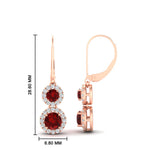 Load image into Gallery viewer, double-drop-lever-back-round-diamond-halo-earrings-with-ruby-in-rose-gold-FDEAR11226GRUDR-NL-RG.jpg