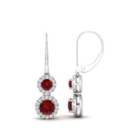 Load image into Gallery viewer, double-drop-lever-back-round-diamond-halo-earrings-with-ruby-in-white-gold-FDEAR11226GRUDR-NL-WG.jpg