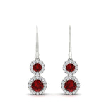 Load image into Gallery viewer, double-drop-lever-back-round-diamond-halo-earrings-with-ruby-in-white-gold-FDEAR11226GRUDR-NL-WG.jpg