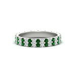 Load image into Gallery viewer, double-row-diamond-eternity-ring-1-ct-with-emerald-in-white-gold-FD11378BGEMGR-1.00CT-NL-WG
