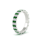 Load image into Gallery viewer, double-row-diamond-eternity-ring-1-ct-with-emerald-in-white-gold-FD11378BGEMGR-1.00CT-NL-WG
