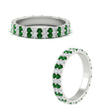 Load image into Gallery viewer, double-row-diamond-eternity-ring-1-ct-with-emerald-in-white-gold-FD11378BGEMGR-1.00CT-NL-WG