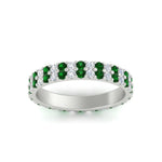 Load image into Gallery viewer, double-row-diamond-eternity-ring-1-ct-with-emerald-in-white-gold-FD11378BGEMGR-1.00CT-NL-WG