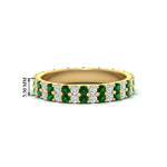 Load image into Gallery viewer, double-row-diamond-eternity-ring-1-ct-with-emerald-in-yellow-gold-FD11378BGEMGR-1.00CT-NL-YG