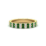 Load image into Gallery viewer, double-row-diamond-eternity-ring-1-ct-with-emerald-in-yellow-gold-FD11378BGEMGR-1.00CT-NL-YG
