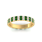 Load image into Gallery viewer, double-row-diamond-eternity-ring-1-ct-with-emerald-in-yellow-gold-FD11378BGEMGR-1.00CT-NL-YG