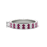 Load image into Gallery viewer, double-row-diamond-eternity-ring-1-ct-with-pink-sapphire-in-white-gold-FD11378BGSADRPI-1.00CT-NL-WG