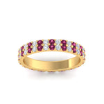 Load image into Gallery viewer, double-row-diamond-eternity-ring-1-ct-with-pink-sapphire-in-yellow-gold-FD11378BGSADRPI-1.00CT-NL-YG