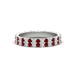 Load image into Gallery viewer, double-row-diamond-eternity-ring-1-ct-with-ruby-in-white-gold-FD11378BGRUDR-1.00CT-NL-WG