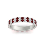 Load image into Gallery viewer, double-row-diamond-eternity-ring-1-ct-with-ruby-in-white-gold-FD11378BGRUDR-1.00CT-NL-WG