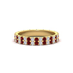 Load image into Gallery viewer, double-row-diamond-eternity-ring-1-ct-with-ruby-in-yellow-gold-FD11378BGRUDR-1.00CT-NL-YG