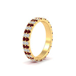 Load image into Gallery viewer, double-row-diamond-eternity-ring-1-ct-with-ruby-in-yellow-gold-FD11378BGRUDR-1.00CT-NL-YG