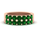 Load image into Gallery viewer, double-row-shared-prong-emerald-wedding-band-in-rose-gold-FD11382BGEMGR-1.50CT-NL-RG